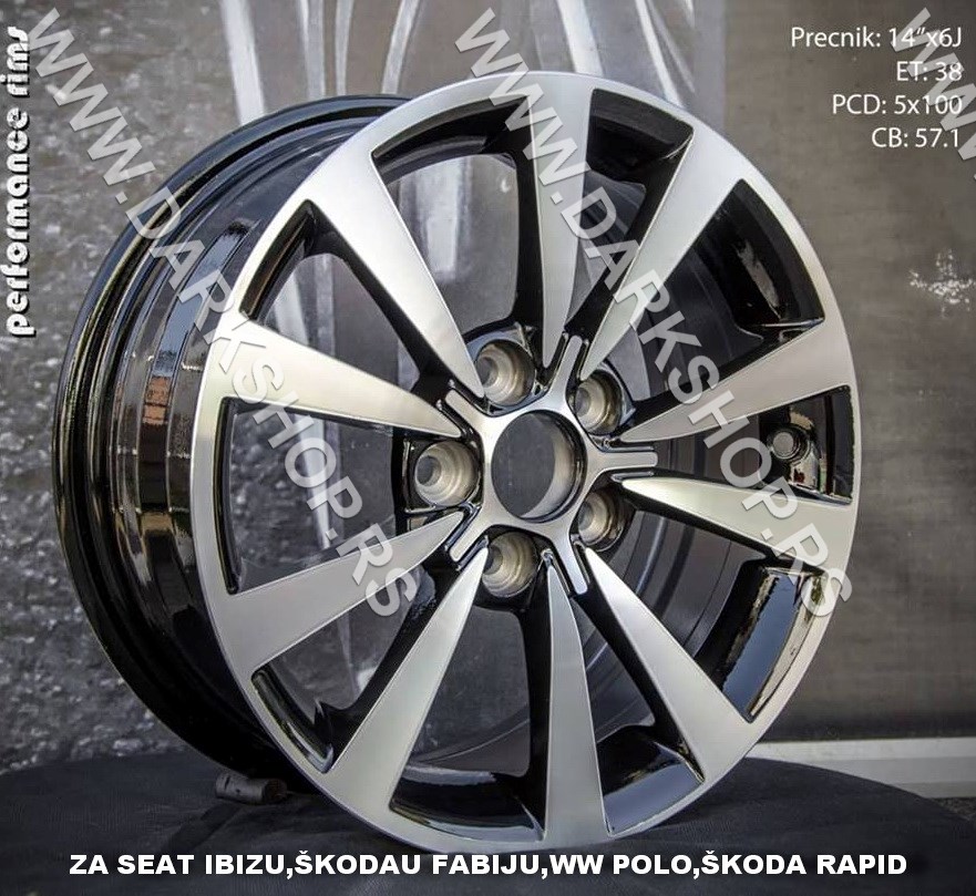 14 ALUFELNE 5X100/6JOTA/ET38/CB 57,1